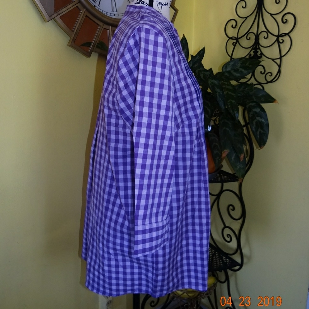 Blair Purple Gingham Button Blouse - Picture 3 of 6